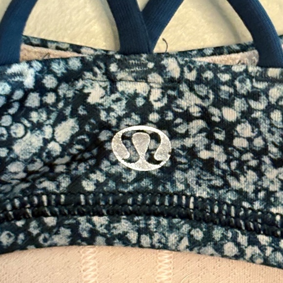 Lululemon Navy Blue Speckled Criss Cross Strappy Back Sports Bra - Picture 7 of 9